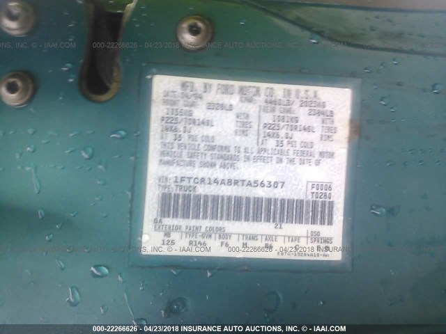 1FTCR14A8RTA56307 - 1994 FORD RANGER SUPER CAB GREEN photo 9
