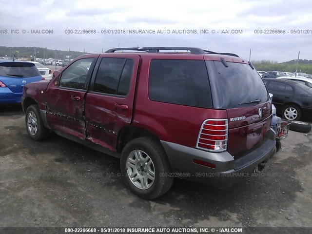 4M2ZU66E02ZJ03297 - 2002 MERCURY MOUNTAINEER  BURGUNDY photo 3