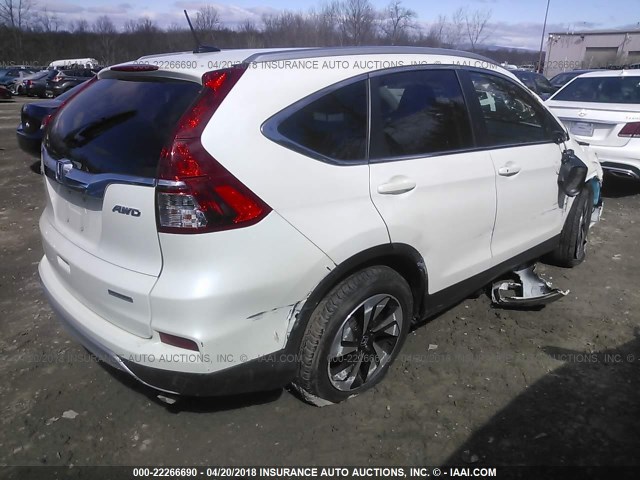 5J6RM4H99FL131628 - 2015 HONDA CR-V TOURING WHITE photo 4