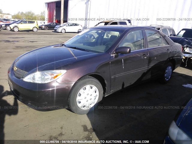 JTDBE30K920028542 - 2002 TOYOTA CAMRY LE/XLE/SE PURPLE photo 2