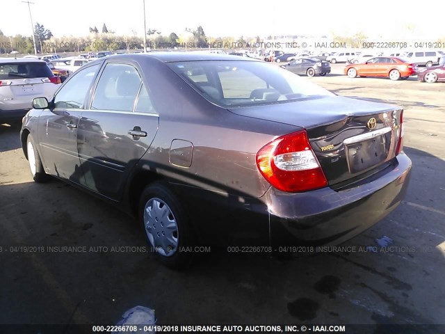 JTDBE30K920028542 - 2002 TOYOTA CAMRY LE/XLE/SE იასამნისფერი ფოტო 3