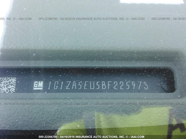 1G1ZA5EU5BF225973 - 2011 CHEVROLET MALIBU LS შავი ფოტო 9