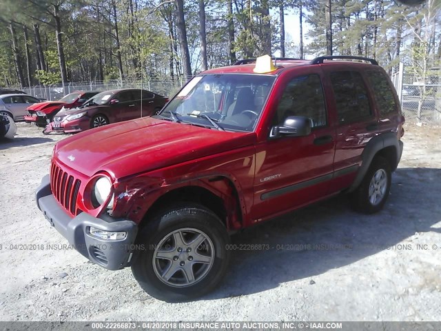 1J4GL48K34W105812 - 2004 JEEP LIBERTY SPORT RED photo 2