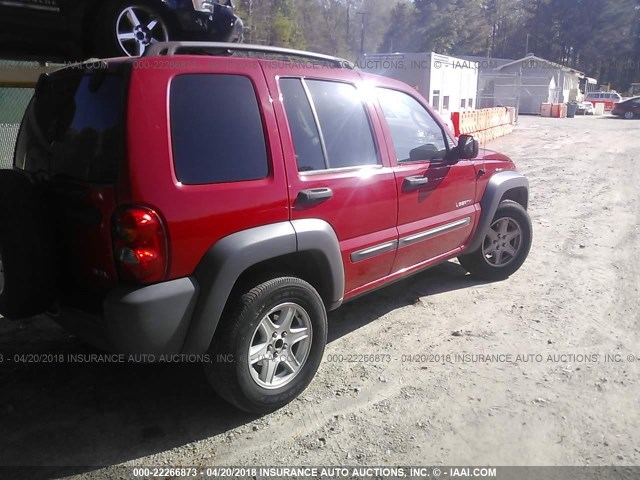 1J4GL48K34W105812 - 2004 JEEP LIBERTY SPORT RED photo 4