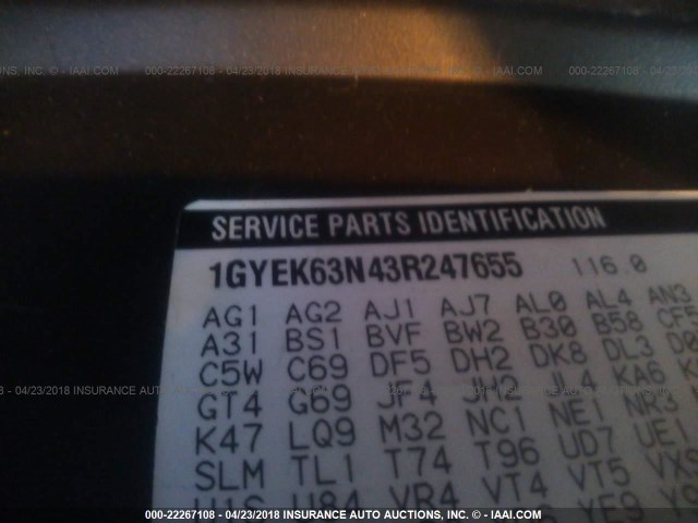 1GYEK63N43R247655 - 2003 CADILLAC ESCALADE LUXURY Qara foto 9