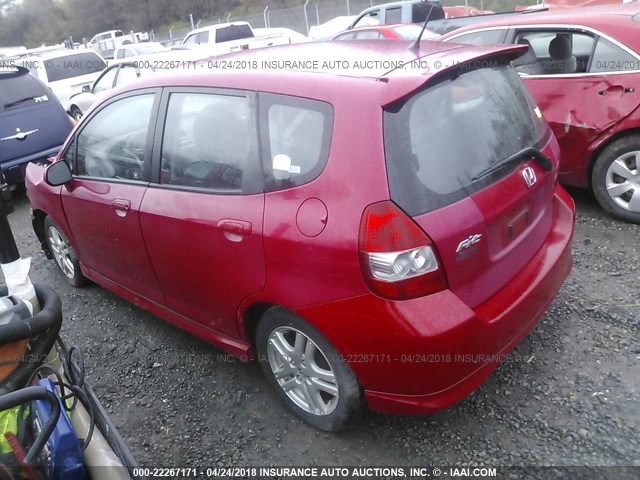 JHMGD38687S027246 - 2007 HONDA FIT S RED photo 3