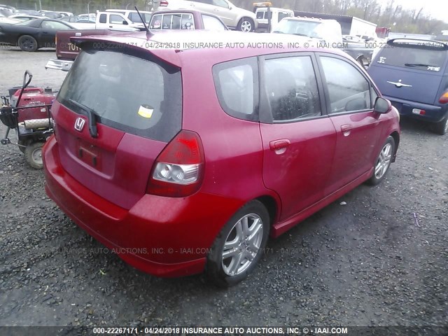 JHMGD38687S027246 - 2007 HONDA FIT S RED photo 4