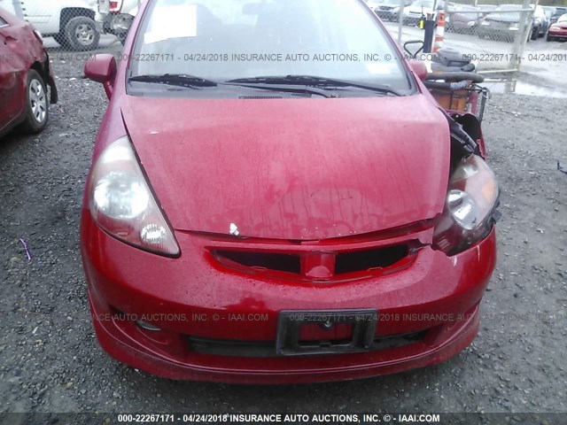 JHMGD38687S027246 - 2007 HONDA FIT S RED photo 6