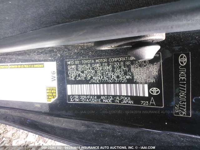 JTKDE177760137725 - 2006 TOYOTA SCION TC 黑色 照片 9