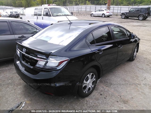 19XFB4F24DE000939 - 2013 HONDA CIVIC HYBRID BLACK photo 4