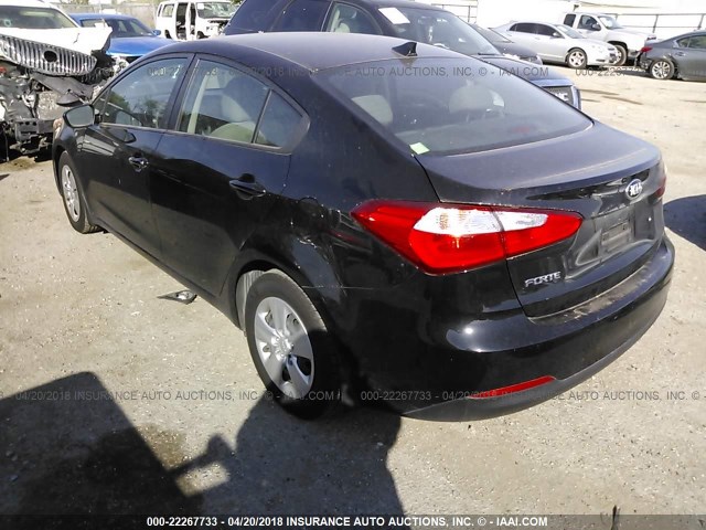 KNAFK4A60F5376284 - 2015 KIA FORTE LX BLACK photo 3