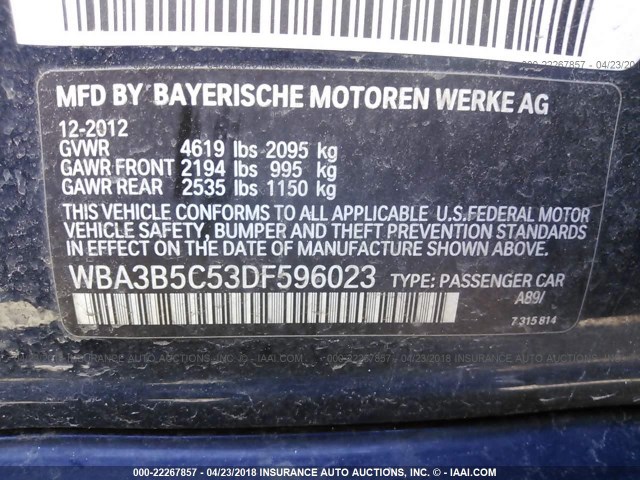 WBA3B5C53DF596023 - 2013 BMW 328 XI SULEV BLUE photo 9