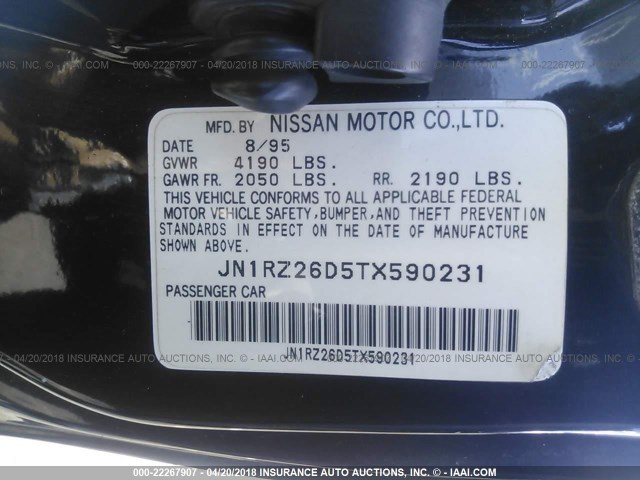 JN1RZ26D5TX590231 - 1996 NISSAN 300ZX 2+2 BLACK photo 9