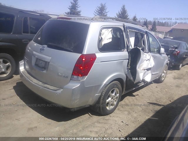 5N1BV28U76N109561 - 2006 NISSAN QUEST S/SE/SL SILVER photo 4