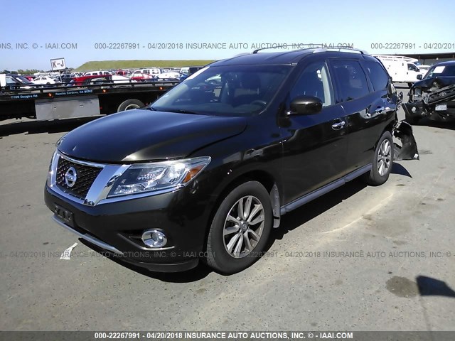 5N1AR2MN0FC606073 - 2015 NISSAN PATHFINDER S/SV/SL/PLATINUM GRAY photo 2