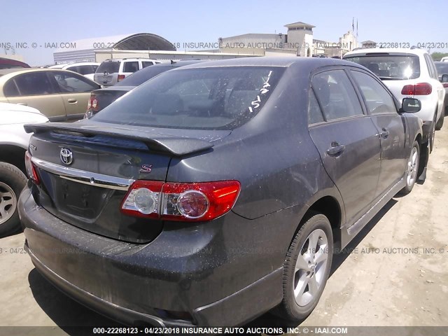 2T1BU4EE8CC824640 - 2012 TOYOTA COROLLA S/LE GRAY photo 4