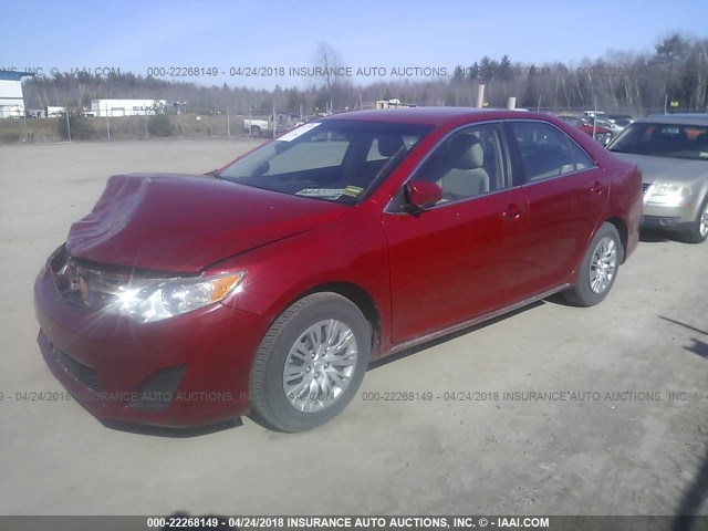 4T4BF1FK6ER356959 - 2014 TOYOTA CAMRY L/SE/LE/XLE RED photo 2