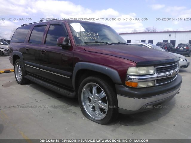 1GNFK16T61J253872 - 2001 CHEVROLET SUBURBAN K1500 BURGUNDY photo 1