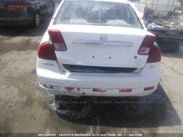 1HGEN26491L000089 - 2001 HONDA CIVIC GX WHITE photo 6