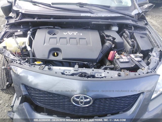 2T1BU4EE7AC514847 - 2010 TOYOTA COROLLA S/LE/XLE GRAY photo 10