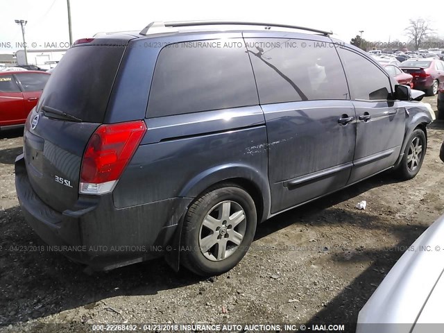 5N1BV28U35N124623 - 2005 NISSAN QUEST S/SE/SL BLUE photo 4