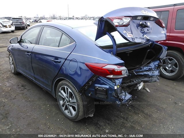 5NPD84LFXJH223538 - 2018 HYUNDAI ELANTRA SEL/VALUE/LIMITED BLUE photo 3