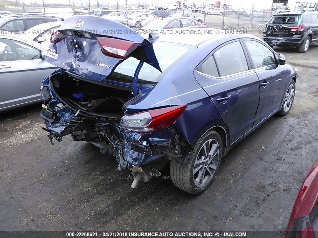 5NPD84LFXJH223538 - 2018 HYUNDAI ELANTRA SEL/VALUE/LIMITED BLUE photo 4