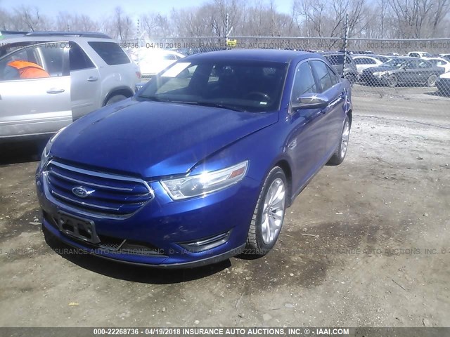 1FAHP2F8XEG113871 - 2014 FORD TAURUS LIMITED BLUE photo 2