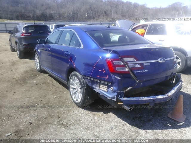 1FAHP2F8XEG113871 - 2014 FORD TAURUS LIMITED BLUE photo 3