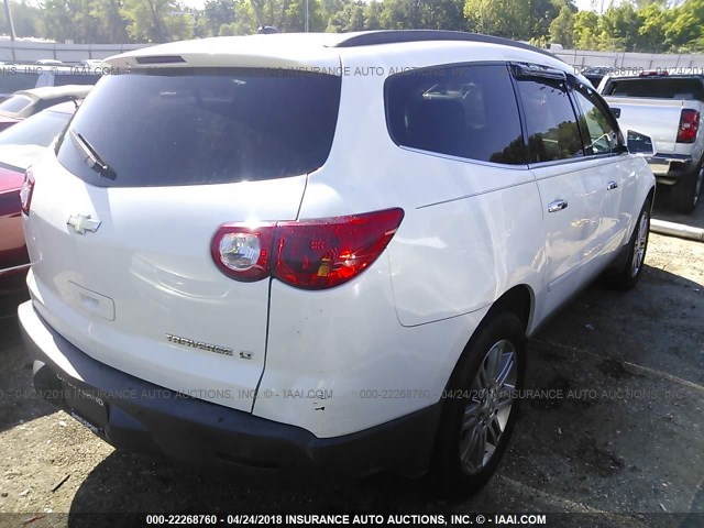 1GNKRGED0BJ388743 - 2011 CHEVROLET TRAVERSE LT WHITE photo 4