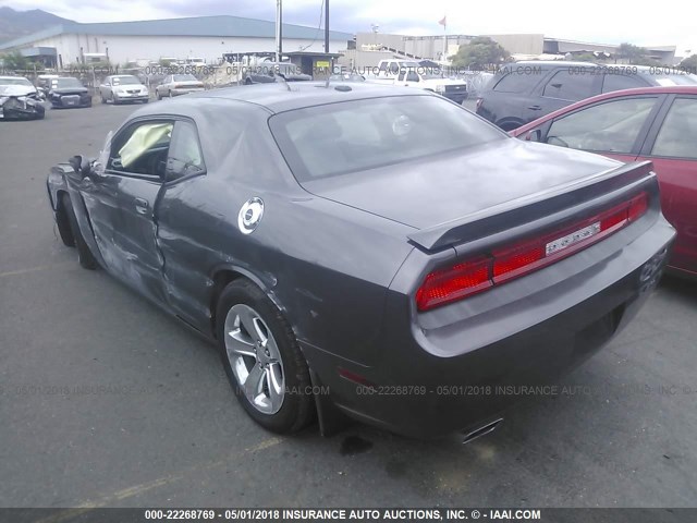 2C3CDYAG0EH298780 - 2014 DODGE CHALLENGER SXT GRAY photo 3