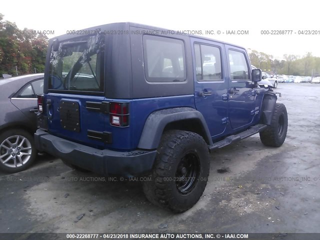 1J4BA3H1XAL171417 - 2010 JEEP WRANGLER UNLIMITE SPORT BLUE photo 4