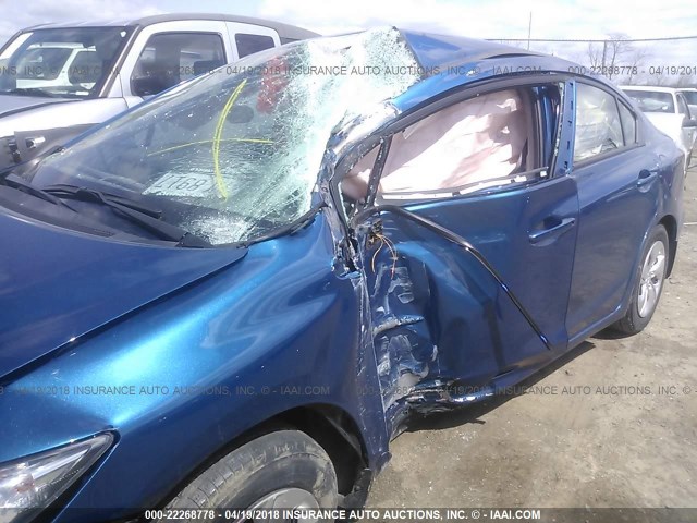 19XFB2F55DE044270 - 2013 HONDA CIVIC LX BLUE photo 6