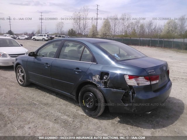 5NPEU46F06H011279 - 2006 HYUNDAI SONATA GLS/LX BLUE photo 3