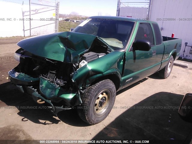 1GCDT19X9X8205438 - 1999 CHEVROLET S TRUCK S10 GREEN photo 2