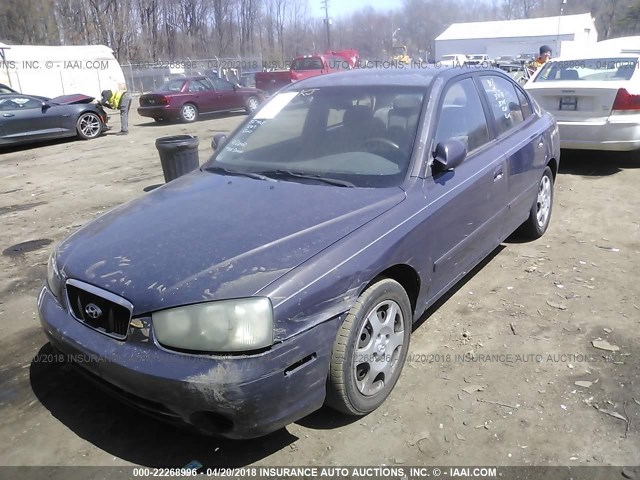 KMHDN45D72U447499 - 2002 HYUNDAI ELANTRA GLS/GT GRAY photo 2