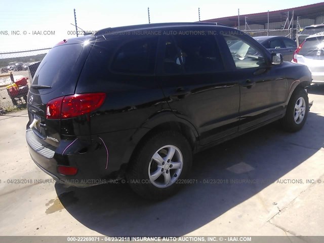 5NMSG13D58H169564 - 2008 HYUNDAI SANTA FE GLS BLACK photo 4