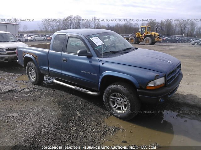 1B7GG32N92S638338 - 2002 DODGE DAKOTA SPORT/RT BLUE photo 1