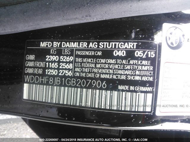 WDDHF8JB1GB207906 - 2016 MERCEDES-BENZ E 350 4MATIC BLACK photo 9