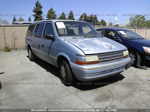 1P4GH44R5NX154317 - 1992 PLYMOUTH GRAND VOYAGER SE Light Blue photo 1