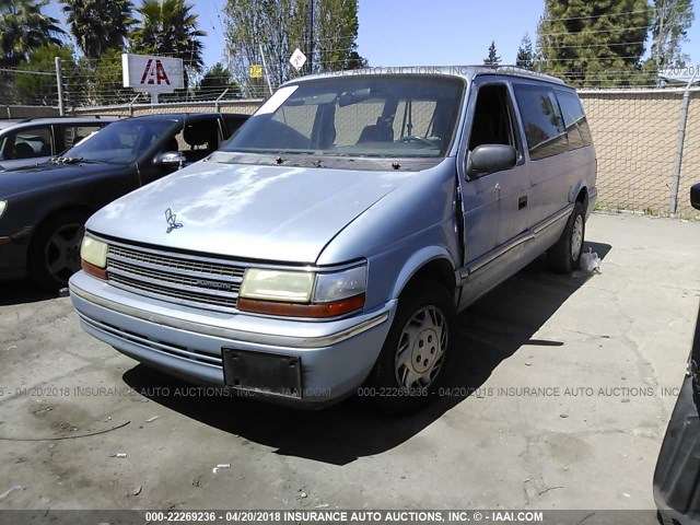 1P4GH44R5NX154317 - 1992 PLYMOUTH GRAND VOYAGER SE Light Blue photo 2