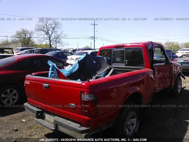 1FTYR14U94PB10053 - 2004 FORD RANGER SUPER CAB RED photo 4