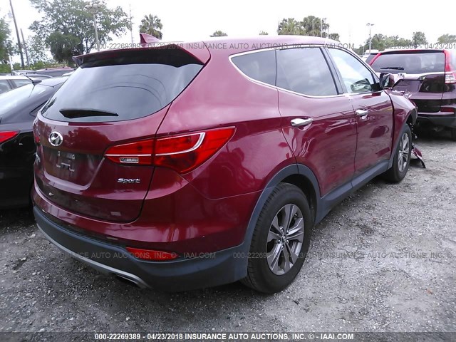 5XYZT3LB9DG045953 - 2013 HYUNDAI SANTA FE SPORT  RED photo 4