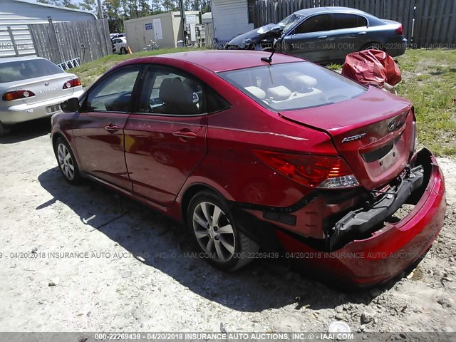 KMHCU4AE2EU738185 - 2014 HYUNDAI ACCENT GLS/SE RED photo 3