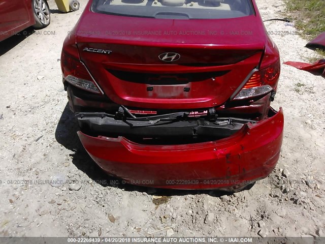 KMHCU4AE2EU738185 - 2014 HYUNDAI ACCENT GLS/SE RED photo 6