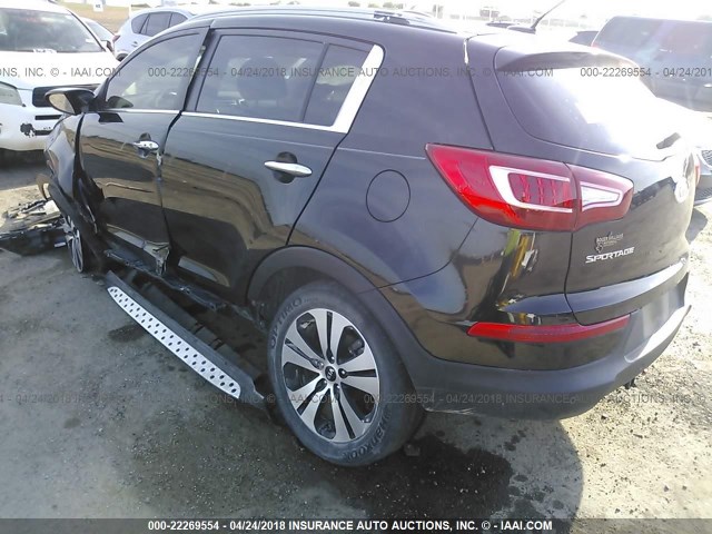 KNDPC3A21C7307437 - 2012 KIA SPORTAGE EX BLACK photo 3