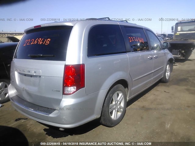 2C4RDGDG8CR206821 - 2012 DODGE GRAND CARAVAN CREW SILVER photo 4