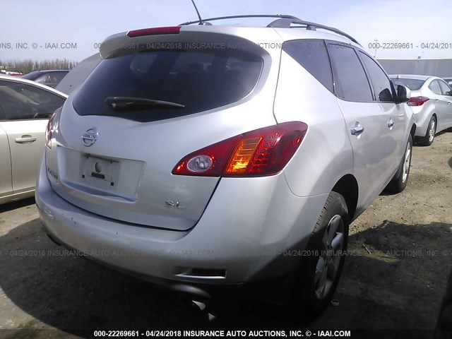 JN8AZ18U49W018068 - 2009 NISSAN MURANO S/SL SILVER photo 4