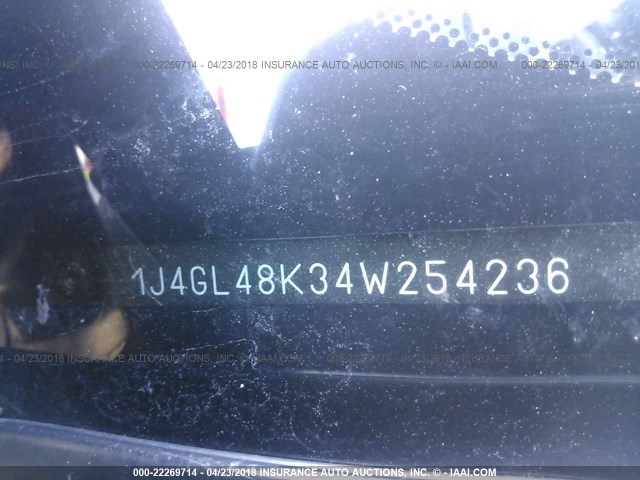 1J4GL48K34W254236 - 2004 JEEP LIBERTY SPORT 红色 照片 9