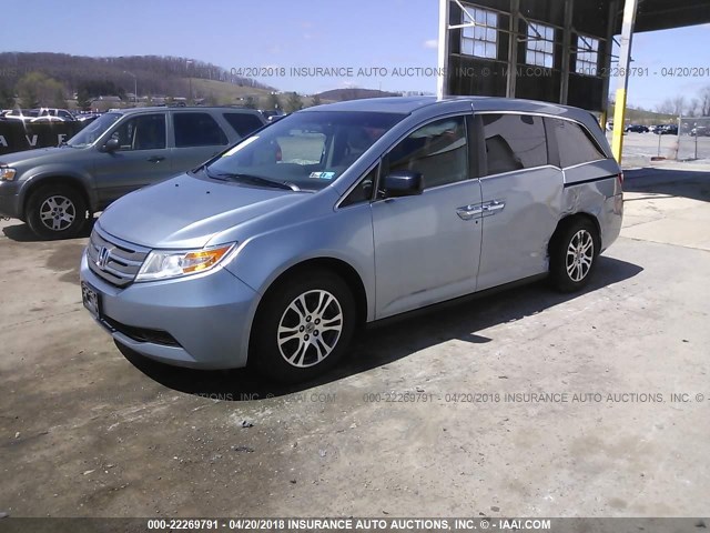 5FNRL5H67CB016531 - 2012 HONDA ODYSSEY EXL ღია ლურჯი ფოტო 2
